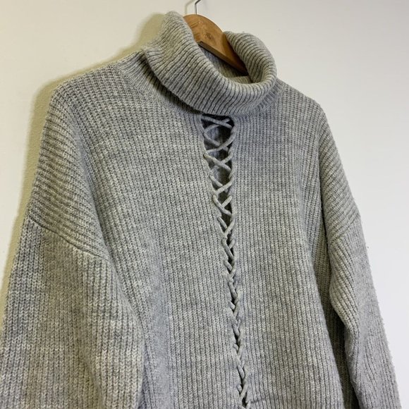 bebe Chunky Knit Lace Up Sweater - Picture 2 of 7